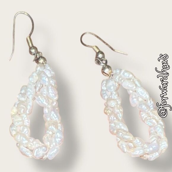 Triple-Strand Twisted Potato Pearl Earrings – Elegant and Distinctive - Picture 6 of 9